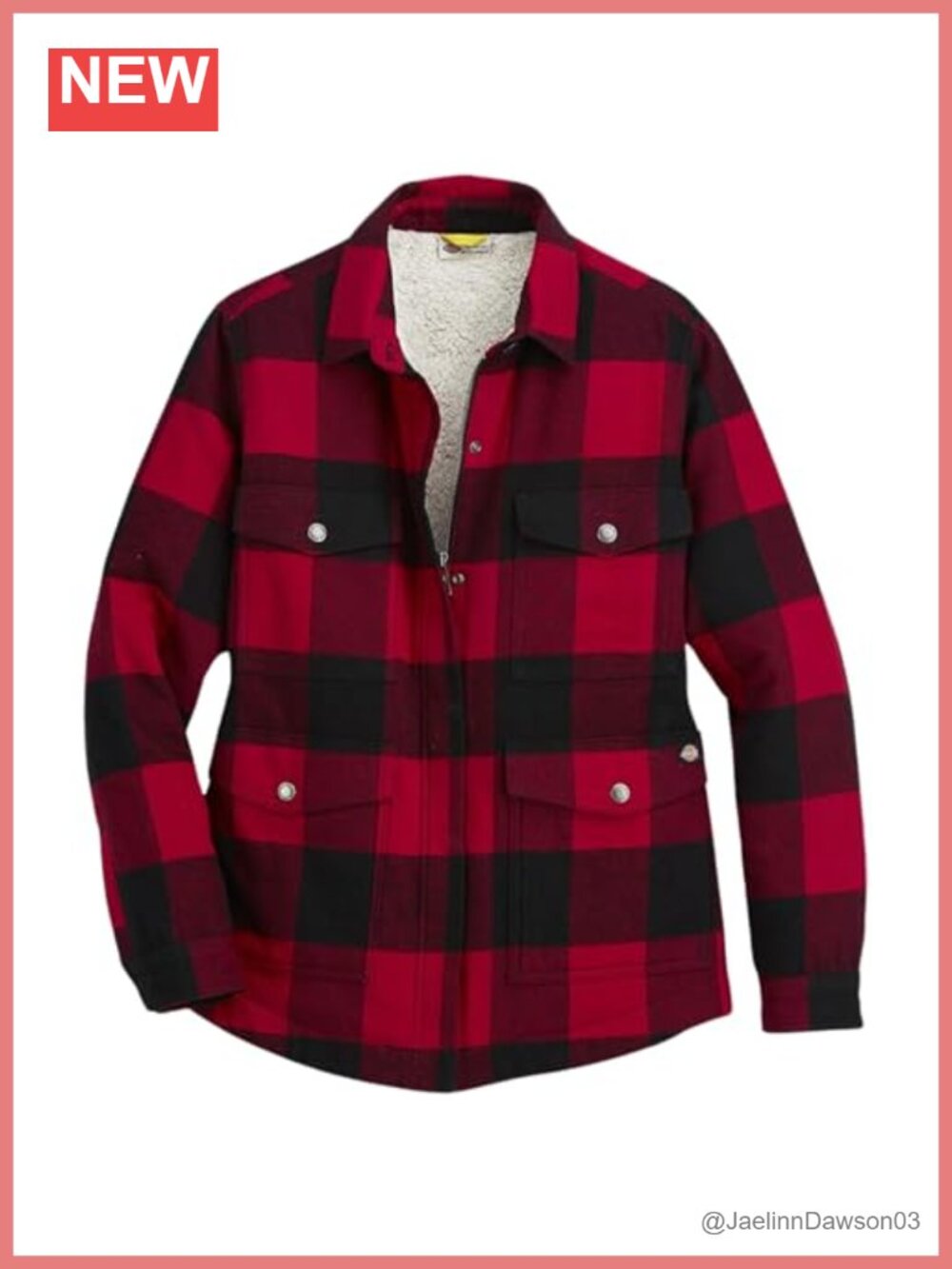 Dickies Sherpa Lined Flannel Chore Coat Utility Jacket Fitted Work